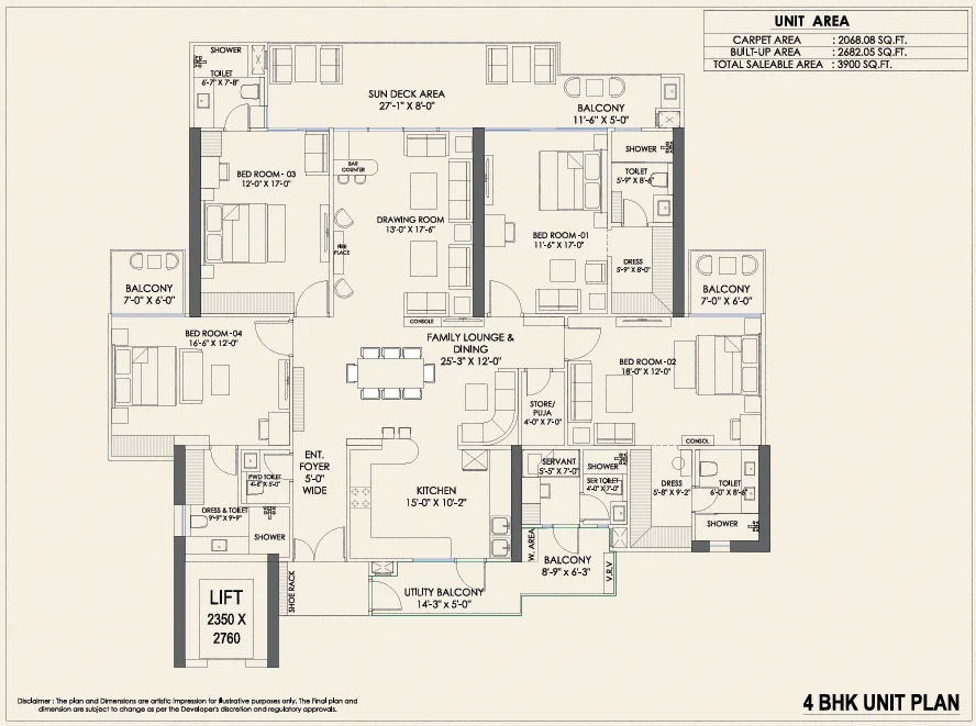 Harmony One of One Indirapuram 4 BHK floor plan