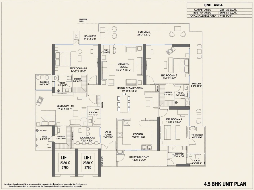 Harmony One of One Indirapuram 4.5 BHK floor plan