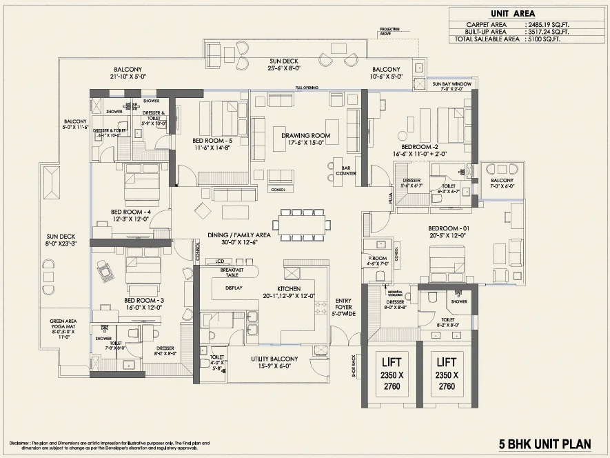 Harmony One of One Indirapuram 5 BHK floor plan